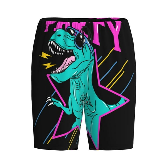 Haiem Rex Dinosaur With Sunglasses Men's Pajama Short with Soft Woven Cotton Elastic Waistband Sleep Short-XX-Large