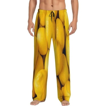 Haiem Ripe Yellow Lemon Men's Pajama Pants Ultra Lightweight Pjs Bottoms Sleepwear Bottom Pants with Pocket Drawstring-Small