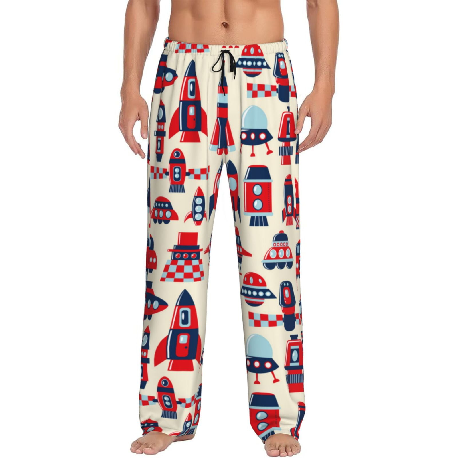 Haiem Rocket Pattern Men s Pajama Pants Ultra Lightweight Pjs Bottoms Sleepwear Bottom Pants with Pocket Drawstring XX Large Walmart