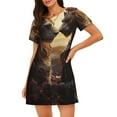 thumbnail image 1 of Haiem Romantic Flower Lion Couple Print Women’s Short-sleeved Nightdress – Comfortable and Loose-Fit Sleepwear, Soft Cotton Sleep Shirt for Relaxing, Casual Nightdress, 1 of 6