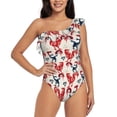 thumbnail image 1 of Haiem Roosters Women's One Piece Swimsuits Tummy Control One Shoulder Bathing Suits Ruffle Swimwear-XX-Large, 1 of 8