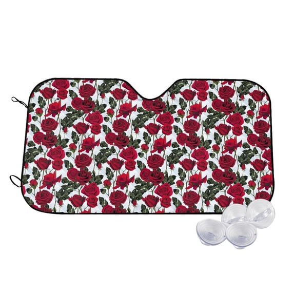 Haiem Rose Flowers Car Windshield Sun Shade - Blocks UV Rays Sun Visor Protector, Sunshade to Keep Your Vehicle Cool, Universal Fit SUV Van Sedan-