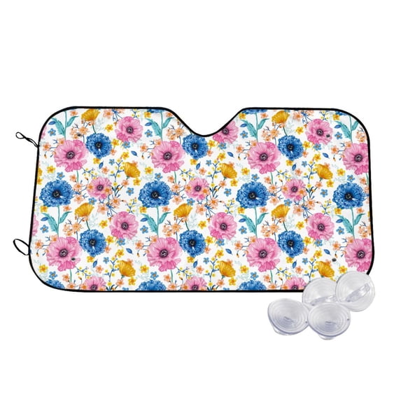 Haiem Rose Flowers Car Windshield Sun Shade - Blocks UV Rays Sun Visor Protector, Sunshade to Keep Your Vehicle Cool, Universal Fit SUV Van Sedan-Small