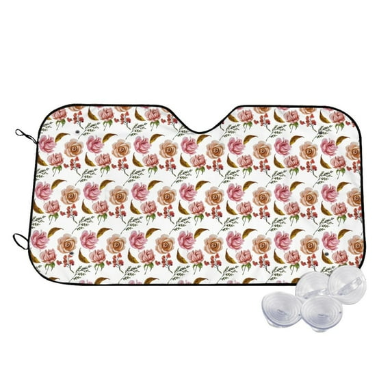 Haiem Rose Flowers Car Windshield Sun Shade - Blocks UV Rays Sun Visor Protector, Sunshade to Keep Your Vehicle Cool, Universal Fit SUV Van Sedan-Small