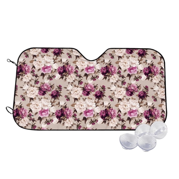 Haiem Rose Flowers Car Windshield Sun Shade - Blocks UV Rays Sun Visor Protector, Sunshade to Keep Your Vehicle Cool, Universal Fit SUV Van Sedan-Small