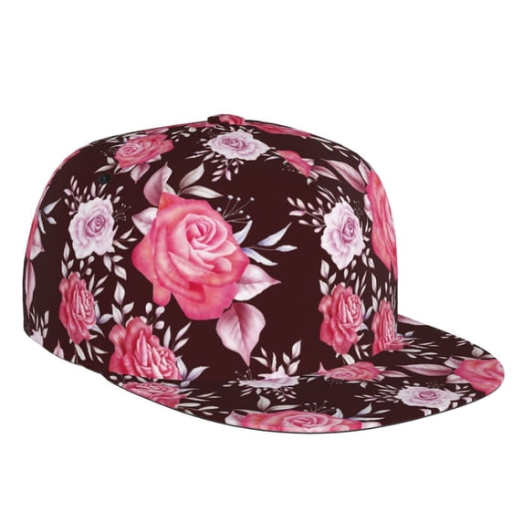Haiem Rose Flowers Classic Snapback Cap Flat Bill Hat Baseball Cap Adjustable Size Cotton Dad Hat