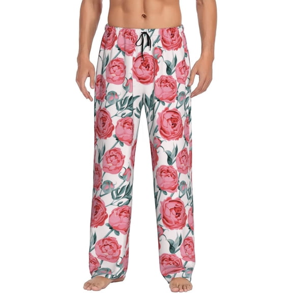 Haiem Rose Flowers Men's Pajama Pants Ultra Lightweight Pjs Bottoms Sleepwear Bottom Pants With Pocket Drawstring-Medium