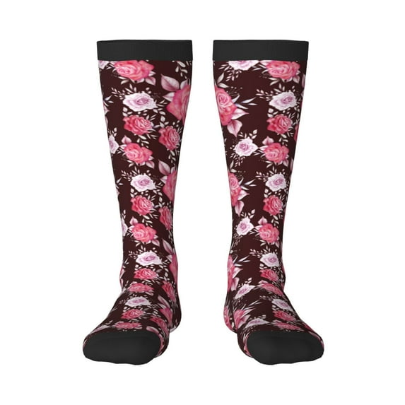 Haiem Rose Flowers Socks, Funny Novelty Crazy Design Cotton Socks Sports Socks Knee High Socks For Men, Women,1Pairs - Gift For Working Friends