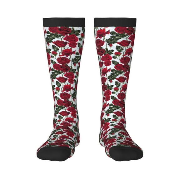 Haiem Rose Flowers Socks, Funny Novelty Crazy Design Cotton Socks Sports Socks Knee High Socks For Men, Women,1Pairs - Gift For Working Friends