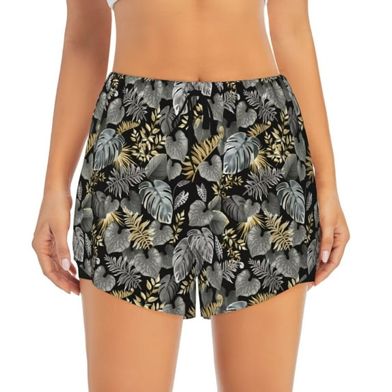 Haiem Rose Flowers Women's 2 in 1 Running Shorts - Lightweight Athletic Workout Gym Yoga Breathable Sports Shorts Liner with Phone Pockets-Medium