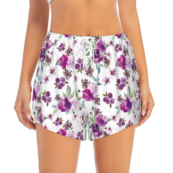 Haiem Rose Flowers Women's 2 in 1 Running Shorts - Lightweight Athletic Workout Gym Yoga Breathable Sports Shorts Liner with Phone Pockets-XX-Large