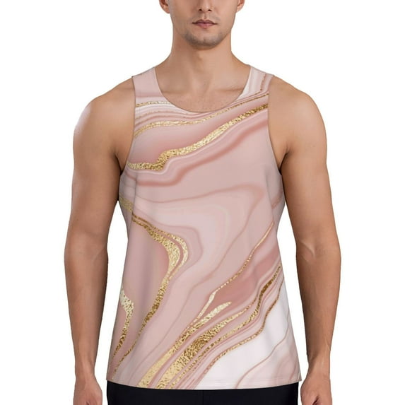 Haiem Rose Gold Glitter Splatter Men Workout Tank Top Gym Bodybuilding Sleeveless Muscle T Shirts Athletic Tank Breathable Workout Shirt-Medium