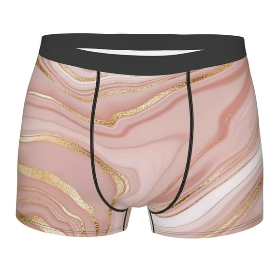 Haiem Rose Gold Glitter Splatter Men's Boxer Briefs, Every Day Comfort Stretch Cotton Moisture-Wicking Underwear-Large