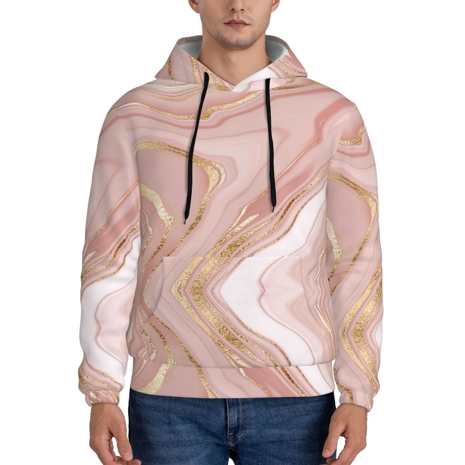 Damask Gold Print Pattern Men Women Pullover Hoodie