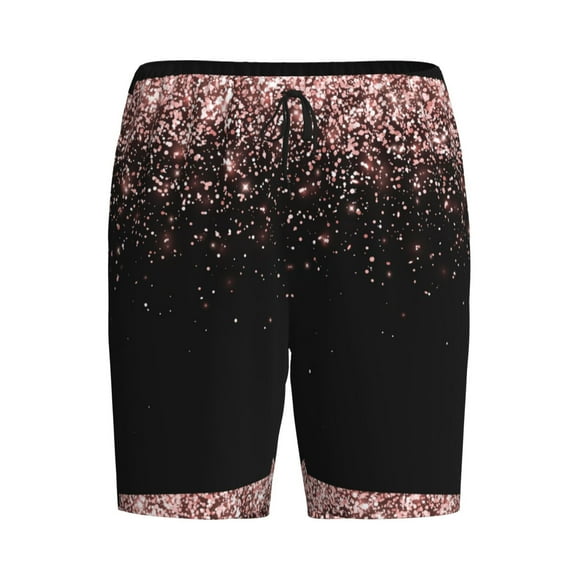 Haiem Rose Gold Glitter1 Men's Pajama Short with Soft Woven Cotton Elastic Waistband Sleep Short-Large