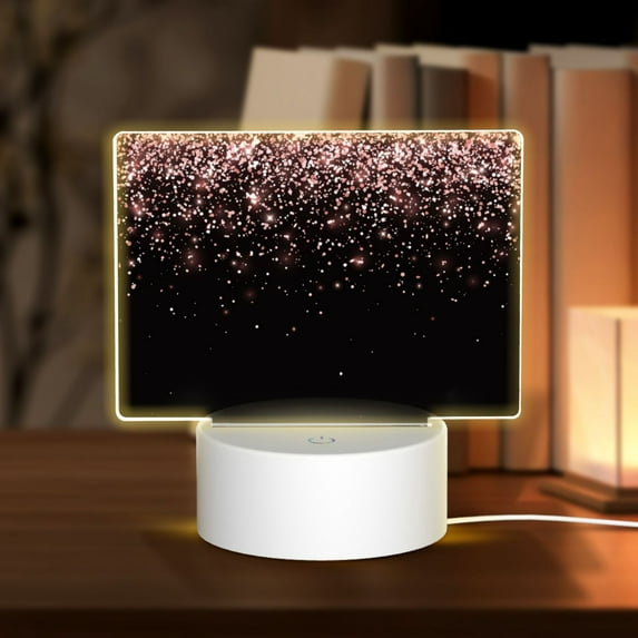 Haiem Rose Gold Glitter1 Pattern Acrylic Night Light Gift with 3 Color ModesTouch-Sensitive LED Lamp Perfect Gift for Mother's Day, Birthday, or Christmas