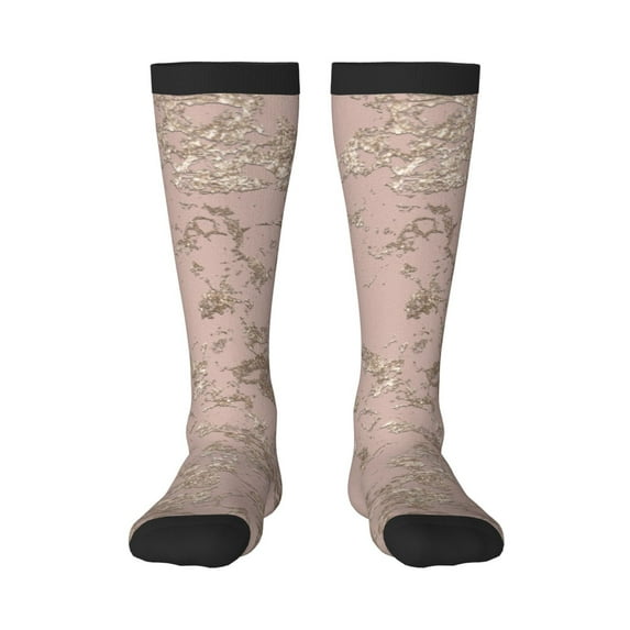Haiem Rose Gold Marble Texture Socks, Funny Novelty Crazy Design Cotton Socks Sports Socks Knee High Socks For Men, Women,1Pairs - Gift For Working Friends