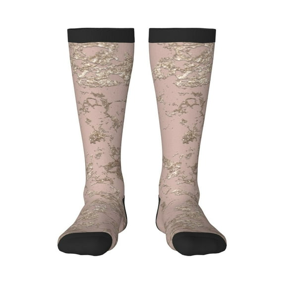 Haiem Rose Gold Marble Texture Socks, Funny Novelty Crazy Design Cotton Socks Sports Socks Knee High Socks For Men, Women,1Pairs - Gift For Working Friends