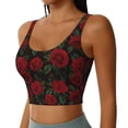 thumbnail image 1 of Haiem Rose Pattern Womens Sports Bra - U Neck Padded Low Impact Yoga Bra Workout Crop Top Gym Moisture-Wicking Workout Vest -Medium, 1 of 9