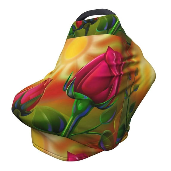 Haiem Rose Psychedelic Baby Nursing Cover & Nursing Poncho - Multi Use Cover for Baby Car Seat Canopy, Stroller Cover, 360°Full Privacy Breastfeeding Coverage