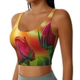 thumbnail image 1 of Haiem Rose Psychedelic Pattern Womens Sports Bra - U Neck Padded Low Impact Yoga Bra Workout Crop Top Gym Moisture-Wicking Workout Vest -Large, 1 of 9