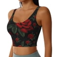 thumbnail image 1 of Haiem Roses Pattern Womens Sports Bra - U Neck Padded Low Impact Yoga Bra Workout Crop Top Gym Moisture-Wicking Workout Vest -Medium, 1 of 9