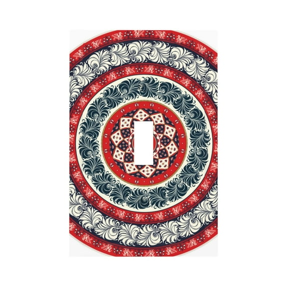 Haiem Round Design Pattern Decorative Wall Plates, 1-Gang 5.0" x3.0", Unbreakable Thermoplastic Faceplate Cover for Decorator Receptacle Outlet & Switch-Style T