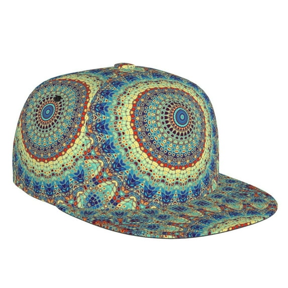 Haiem Round Mandala1 Classic Snapback Cap Flat Bill Hat Baseball Cap Adjustable Size Cotton Dad Hat