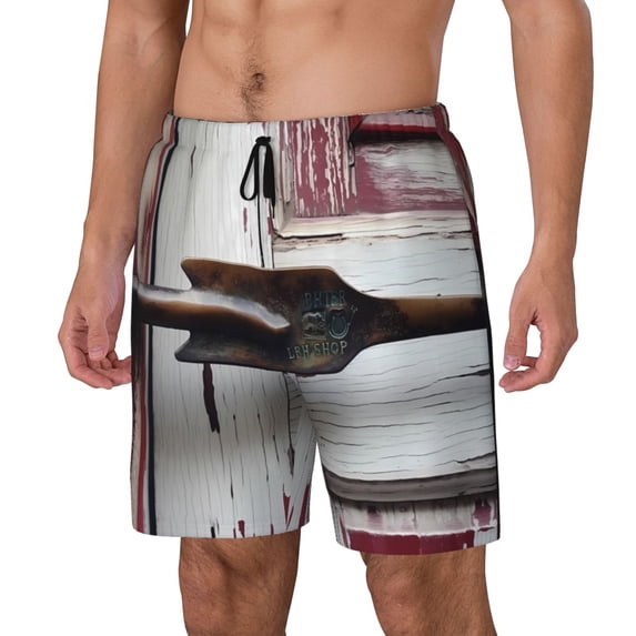 Haiem Rustic Door Handle Closeup Mens Swim Trunks with Compression Liner 2 in 1 Swimming Shorts Stretch Swimwear Quick Dry,Board Shorts-3X-Large