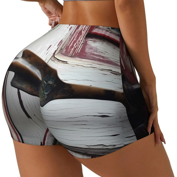 Haiem Rustic Door Handle Closeup No Front Seam Biker Shorts for Women Yoga Workout Gym Bike Shorts with Tummy Control Moisture-Wicking-Medium