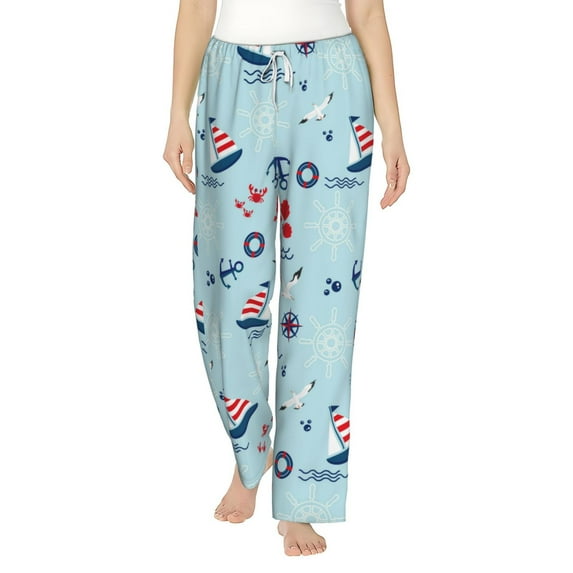 Haiem Sailboats Anchors Women's Pajama Pants Ultra Lightweight Pjs Bottoms Sleepwear Bottom Pants With Pocket Drawstring-X-Large