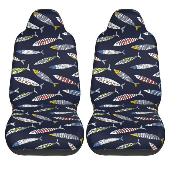 Haiem Sardine Printed Car Seat Covers Set of 2, Universal Fit Car Seat Covers,Protective Seat Covers,Comfortable Car Seat Covers, Easy Installation Seat Covers