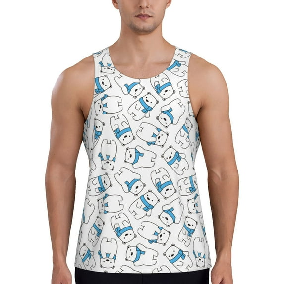 Haiem Scarf Bear Men Workout Tank Top Gym Bodybuilding Sleeveless Muscle T Shirts Athletic Tank Breathable Workout Shirt-3X-Large