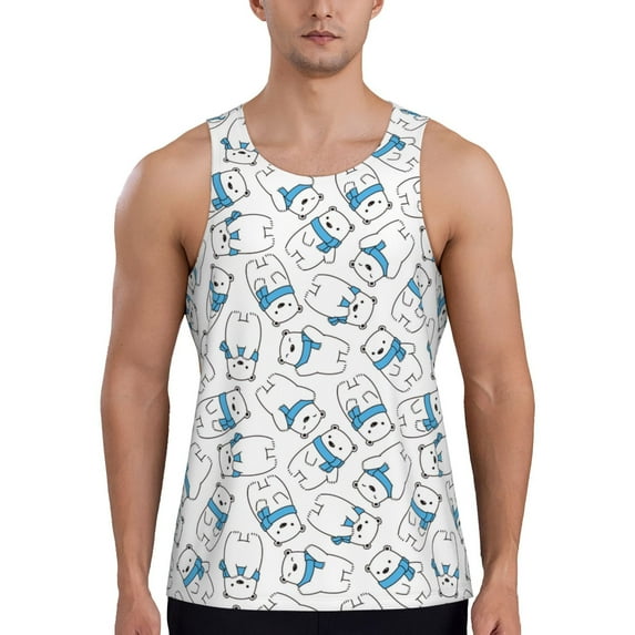 Haiem Scarf Bear Men Workout Tank Top Gym Bodybuilding Sleeveless Muscle T Shirts Athletic Tank Breathable Workout Shirt-4X-Large