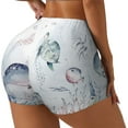 thumbnail image 1 of Haiem Sea Animals No Front Seam Biker Shorts for Women Yoga Workout Gym Bike Shorts with Tummy Control Moisture-Wicking-Large, 1 of 9