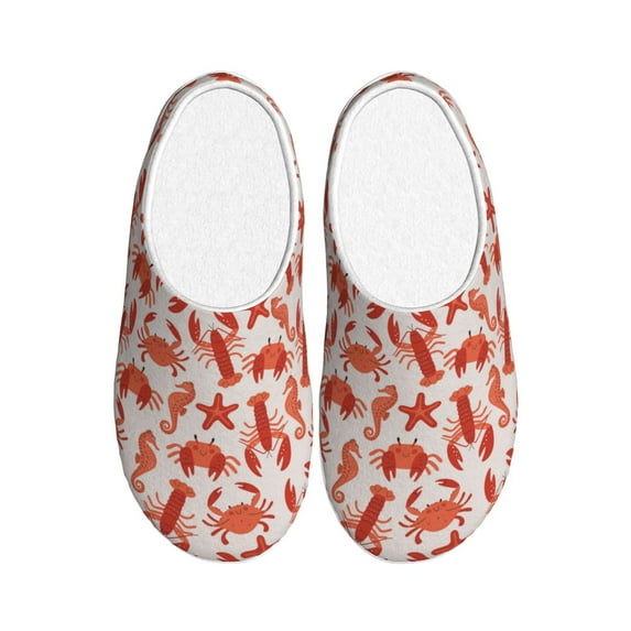 Haiem Sea Creatures Print Women's Fuzzy Memory Foam House Slipper Cozy Home Footwear Non-slip Winter Slippers-37/38