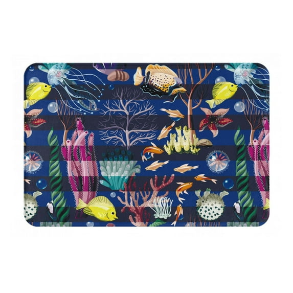 Haiem Sea Inhabitans and Herb Front Door Mat Indoor Outdoor Entrance, Waterproof All-Season, All-Weather Doormat, Durable Flannel Fabric, Fade Resistant, Low Profile, 16x24in