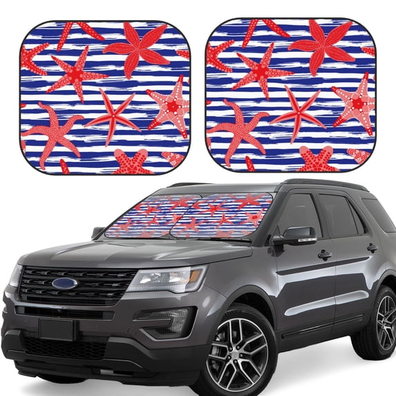 Haiem Sea Stars Car Windshield Sun Shade (2 Pieces) Foldable Windshield Sun Shade Car Accessories for Truck SUV Pickup-Small