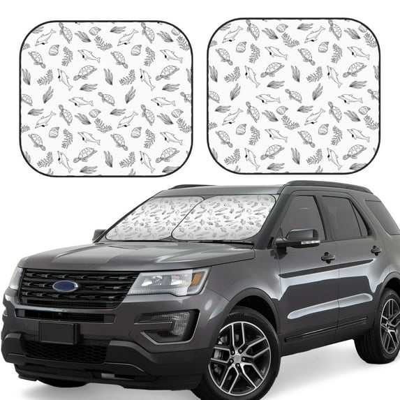 Haiem Sea Turtle Car Windshield Sun Shade (2 Pieces) Foldable Windshield Sun Shade Car Accessories for Truck SUV Pickup-Small