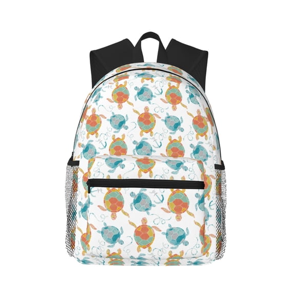 Haiem Sea Turtle Lightweight Backpack for School, Classic Basic Water Resistant Casual Daypack for Travel with Bottle Side Pockets