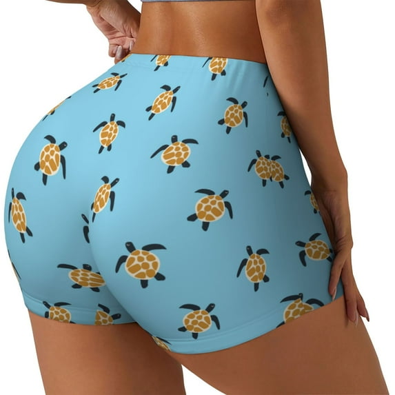 Haiem Sea Turtle No Front Seam Biker Shorts for Women Yoga Workout Gym Bike Shorts with Tummy Control Moisture-Wicking-X-Large