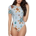 thumbnail image 1 of Haiem Sea Turtle Women's Crew Neck Short Sleeve Bodysuit Tops Stretchy Slim Basic-Small, 1 of 9