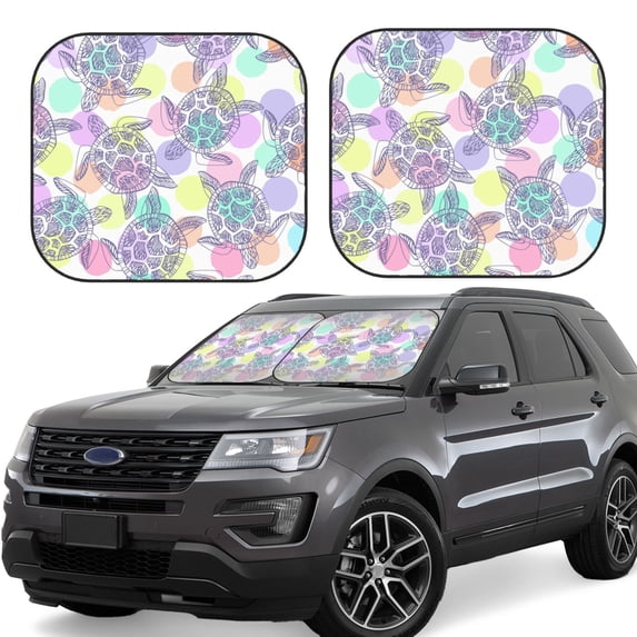 Haiem Sea Turtles Car Windshield Sun Shade (2 Pieces) Foldable Windshield Sun Shade Car Accessories for Truck SUV Pickup-Large