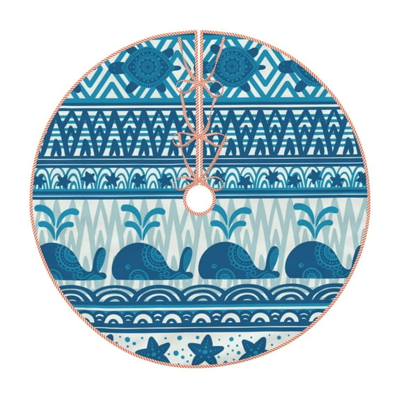 Haiem Sea Underwater Animals Pattern Christmas Tree Skirt Merry Christmas Party Christmas Tree Decoration,New Year Decorations-30"