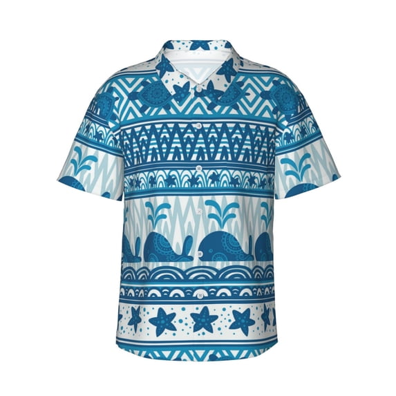Haiem Sea Underwater Animals Printed Hawaiian Shirt for Men - Men’s Casual Beach Summer Shirts - Stretch Fabric with Modern Fit-XX-Large
