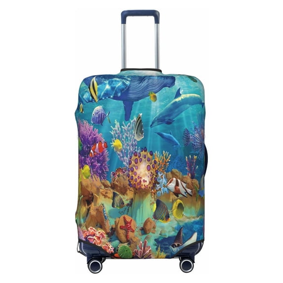 Haiem Sea World Luggage Cover Printed Suitcase Covers for Luggage Elastic Washable Suitcase Protector Fits 18-32 Inch Luggage-Small