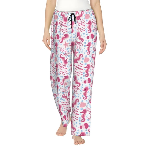 Haiem Seahorse and Starfish Women's Pajama Pants Ultra Lightweight Pjs Bottoms Sleepwear Bottom Pants With Pocket Drawstring-Large