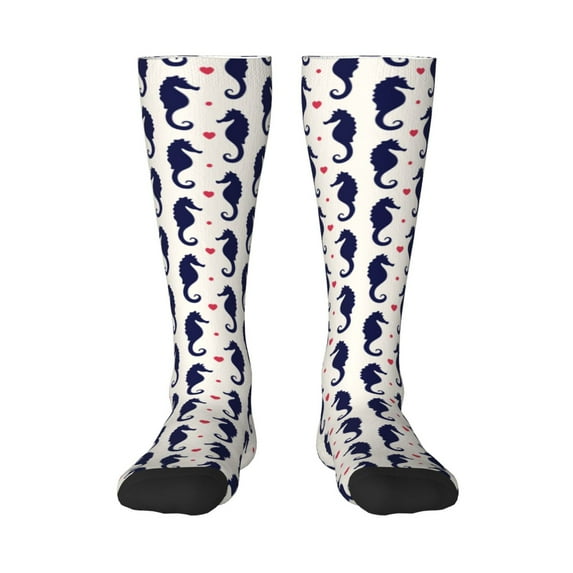 Haiem Seahorses and Hearts Socks, Funny Novelty Crazy Design Cotton Socks Sports Socks Knee High Socks For Men, Women,1Pairs - Gift For Working Friends