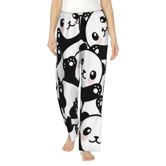 Haiem Seamless Pattern Cute Panda Women's Pajama Pants Ultra Lightweight Pjs Bottoms Sleepwear Bottom Pants With Pocket Drawstring-Medium