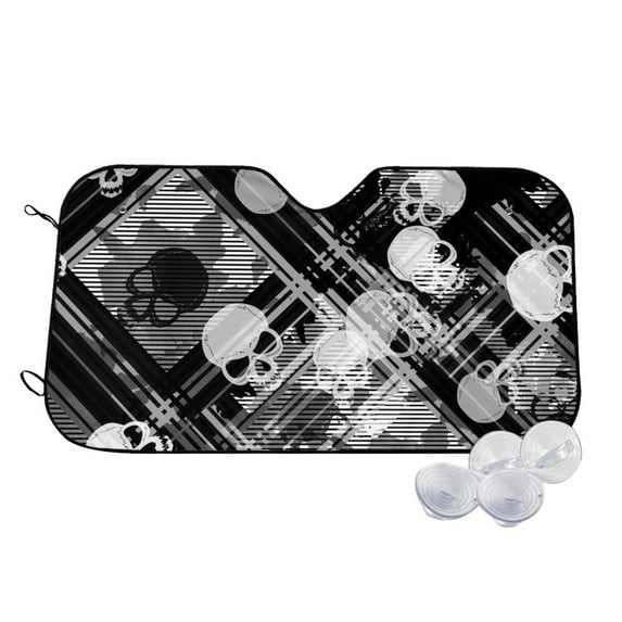 Haiem Seamless Pattern With Skulls Car Windshield Sun Shade - Blocks UV Rays Sun Visor Protector, Sunshade to Keep Your Vehicle Cool, Universal Fit SUV Van Sedan-Medium